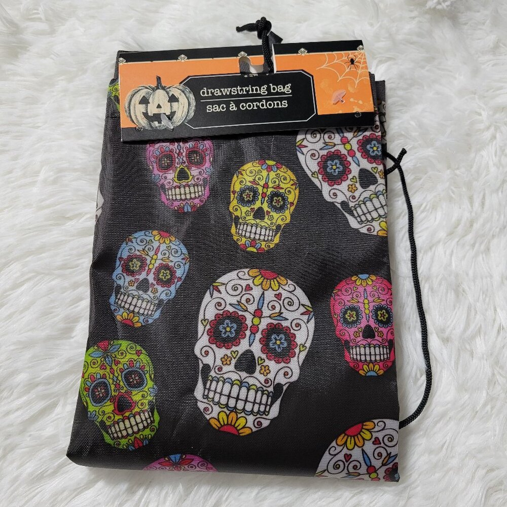 Sugar Skull Design Drawstring Bag - Picture 3 of 5